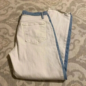 Frame Denim Women's Straight Leg Jeans - White and Blue